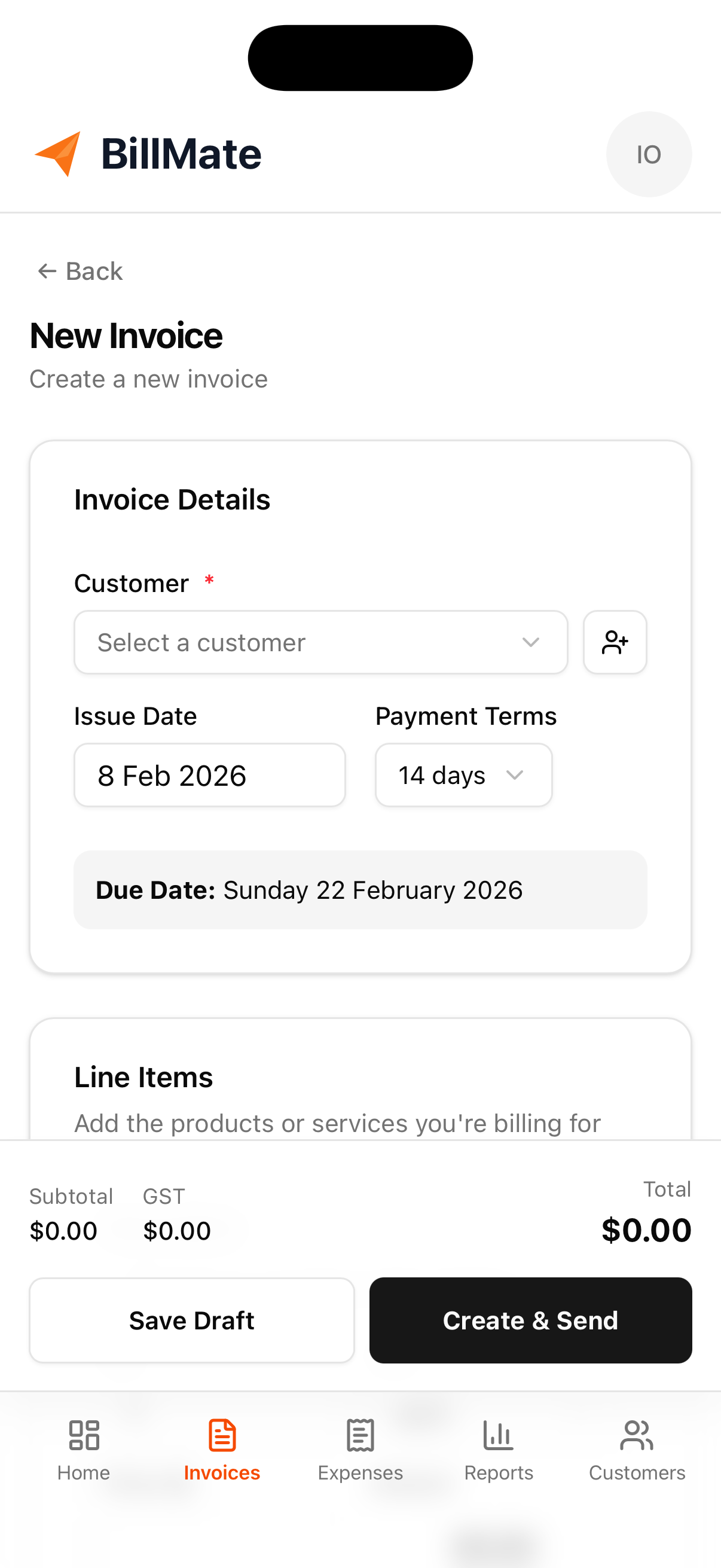 BillMate Invoice Mobile